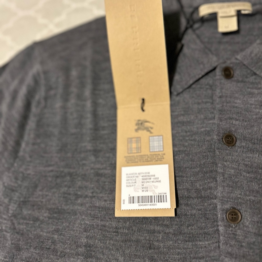 SOLD - BNWT Mens Burberry Merino Wool long sleeve polo - Picture 5 of 9